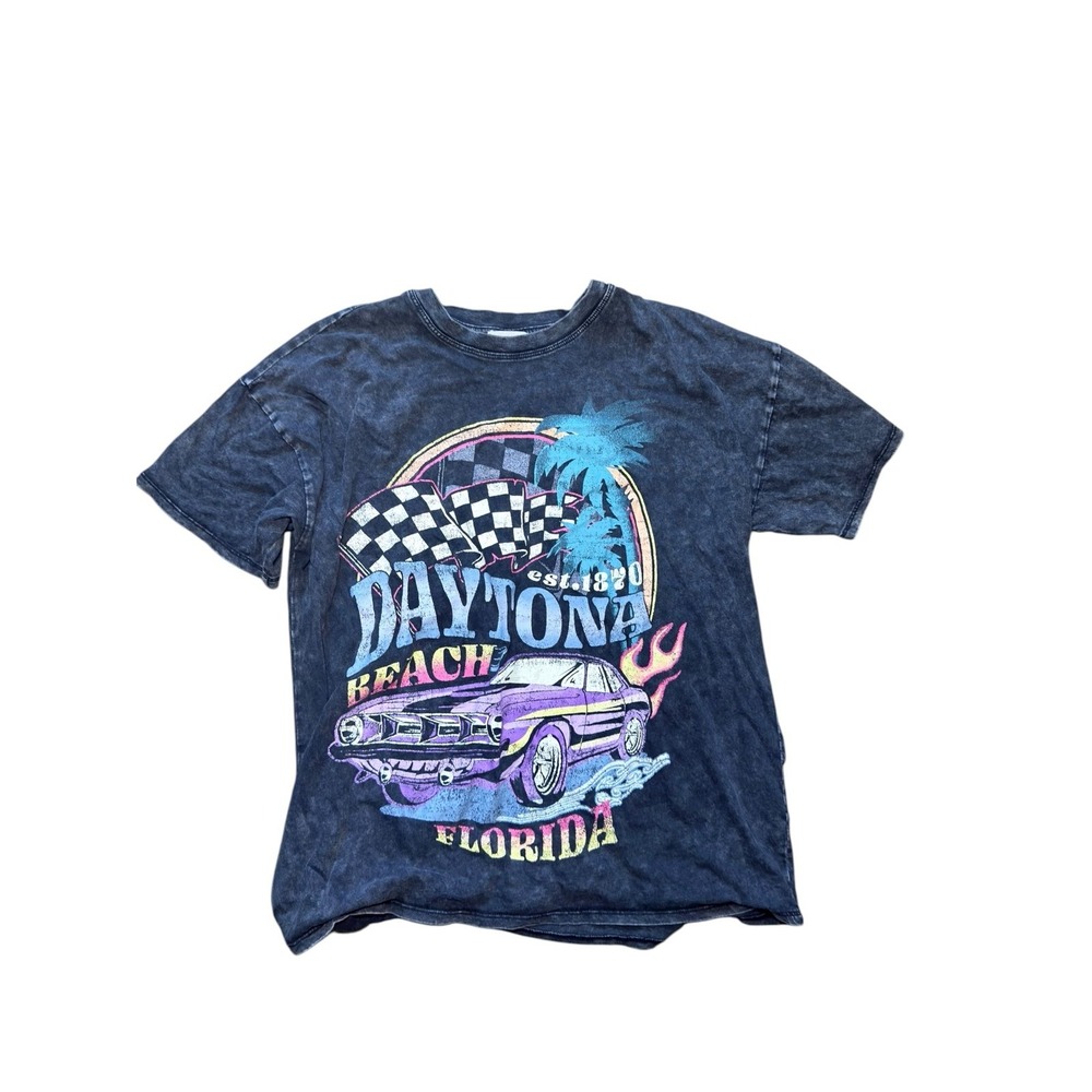 Daytona Beach Florida Graphic T-Shirt Stitch & Pine Size M Washed Black